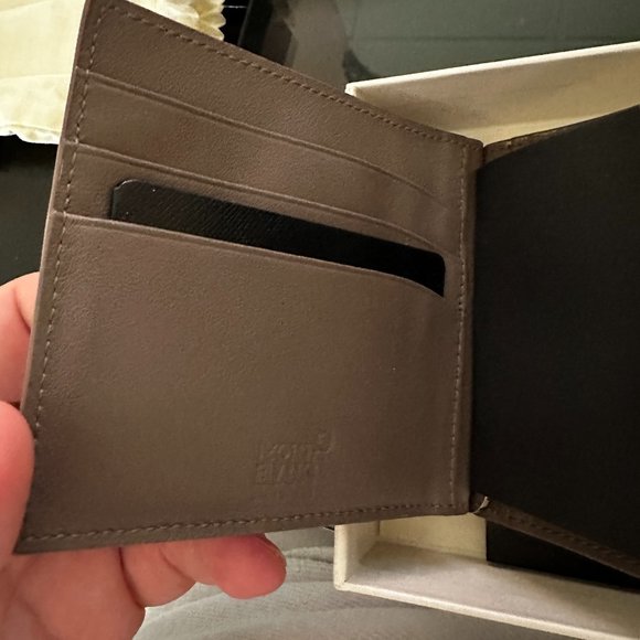 BRAND NEW MONTBLANC TAUPE WALLET W/ MONEYCLIP - Picture 5 of 11